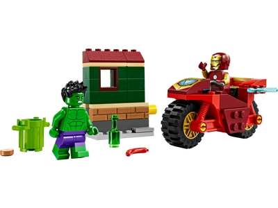 Iron Man cu motocicleta si Hulk
